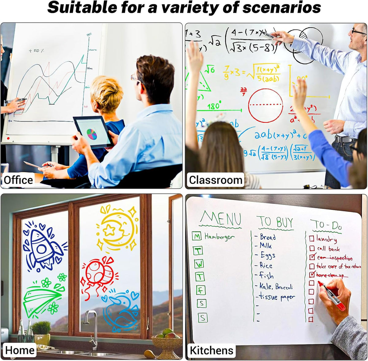 JOBONUS Glass Board Markers Erasable, Neon Dry Erase Markers for Whiteboard, Glass Board