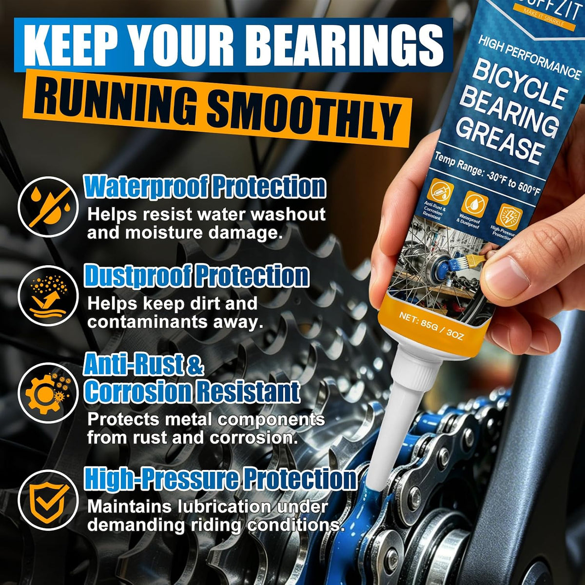High Performance Bicycle Bearing Grease, Waterproof Bike Grease for Hub Bearings