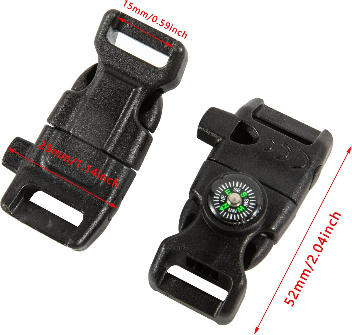 10 PCS Emergency Whistle Buckle come with Compass & Fire Starter & Flint Scraper for