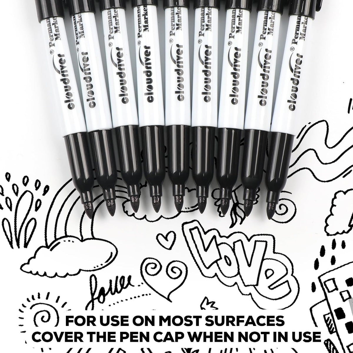cloudriver Black Permanent Markers Fine Tip, 60 Packs Permanent Markers Bulk