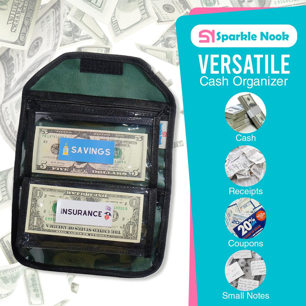 Multipack Pouch Organizer - 6 Zippered Money Envelopes for Cash Management and Budgeting