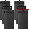6 Pack Black Plastic Clipboards with Pen Holder A7 Size Small Clip Boards with Metal Clip