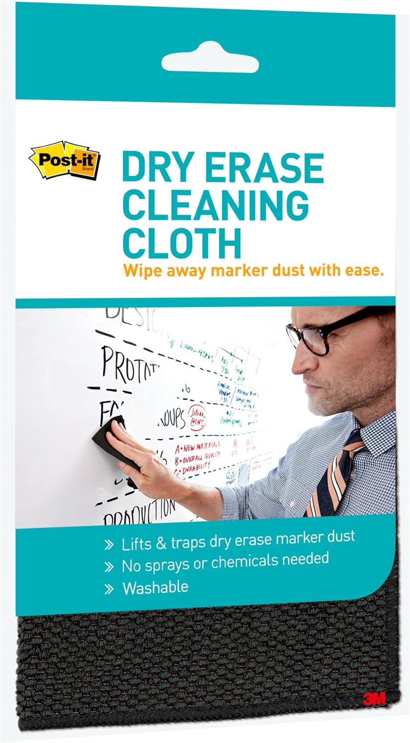 Post-it 3M Dry Erase Cleaning Cloth (MMMDEFCLOTH), 10 5/8" x 10 5/8", Grey