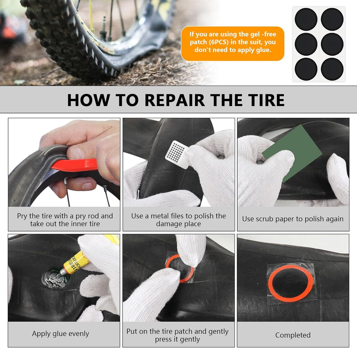 80pcs Bike Tire Repair Kit, Self-Adhesive Bike Tire Patch Kit