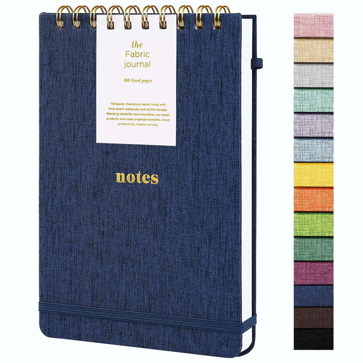 A5 Top Spiral Notebook, Fabric Hardcover College Ruled Journal