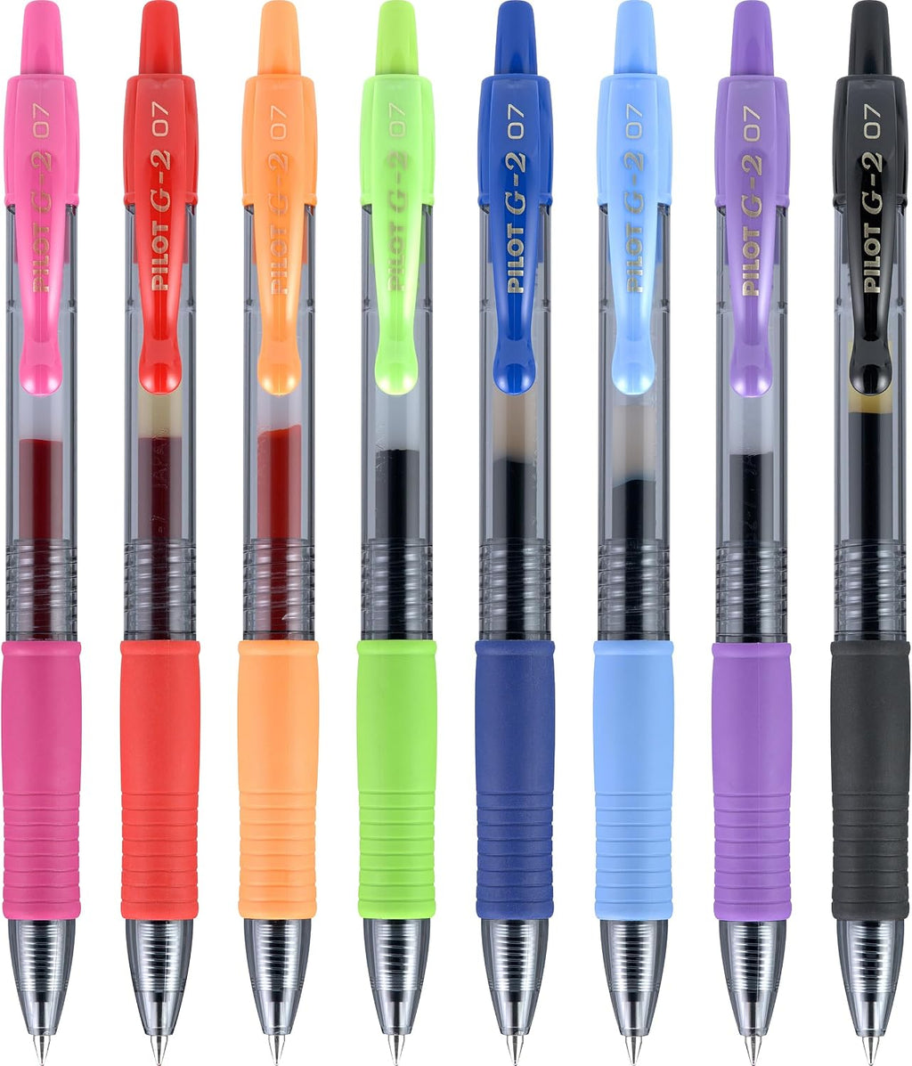 PILOT G2 Premium Gel Ink Pens, Fine Point 0.7mm, Assorted Inks, 8 Count
