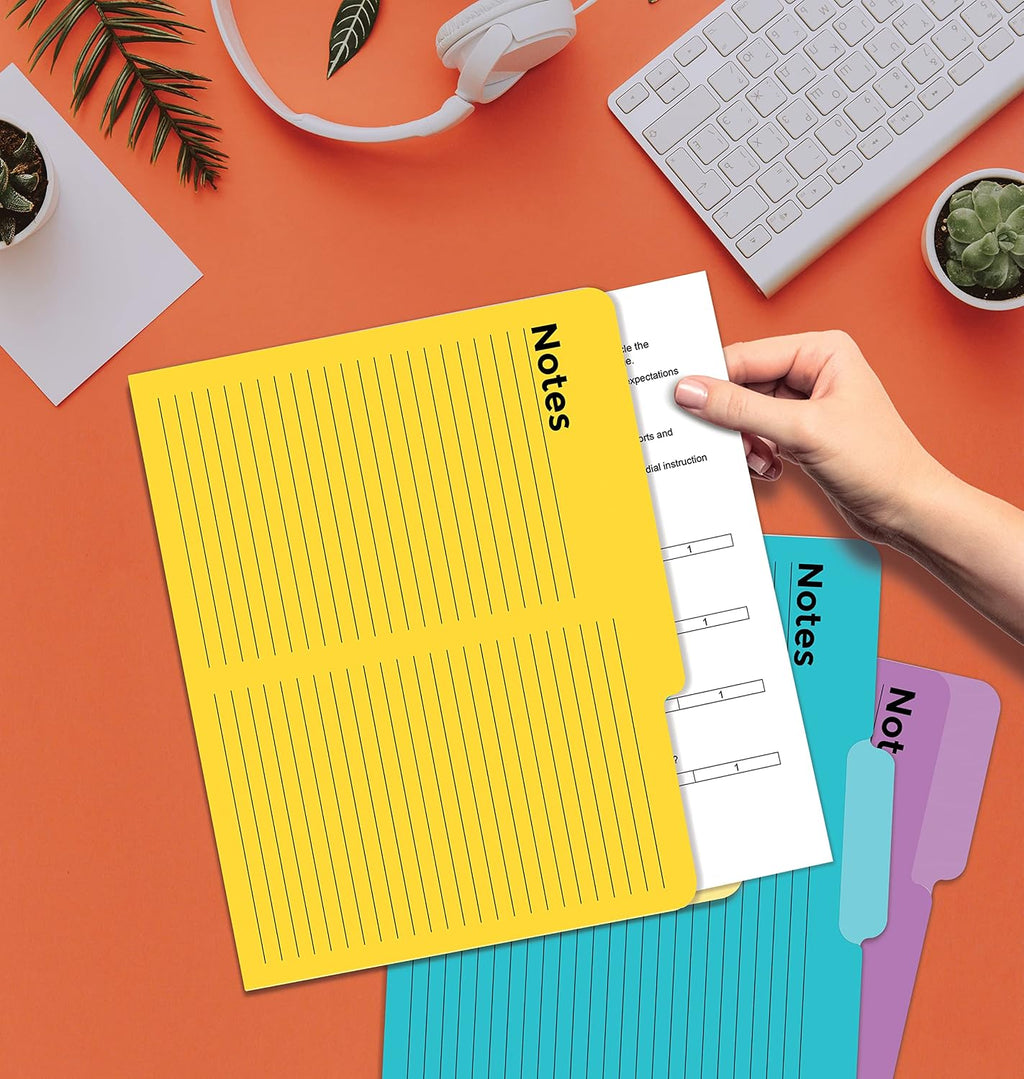 Better Office Products Lined File Folders, 24 Pack, Notes Tabbed File Folders