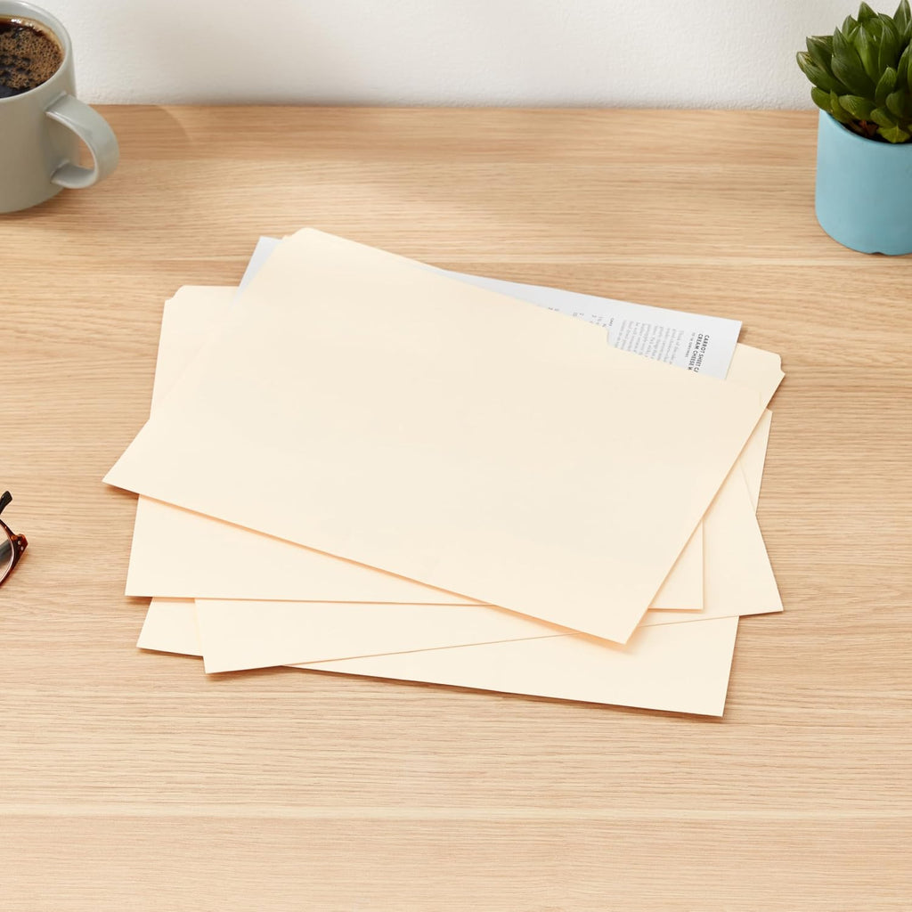 Amazon Basics Sturdy File Folders with Reinforced Tabs for Filing and Organization
