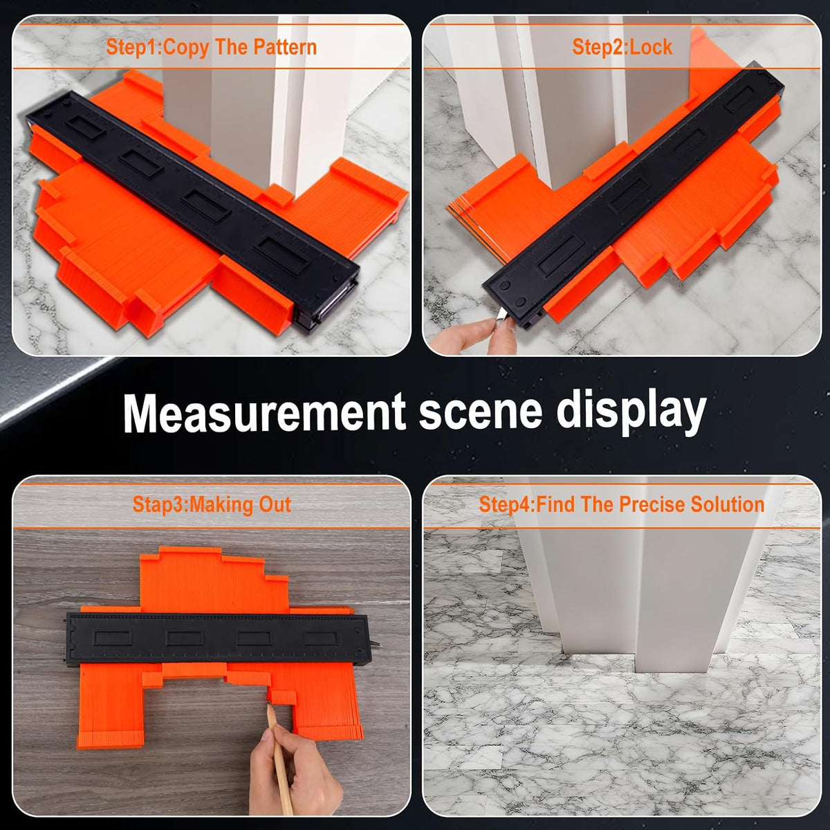 2Pack Contour Gauge Tool (12+5Inch) with Adjustable Lock，Fathers Day Gifts，Super Gauge