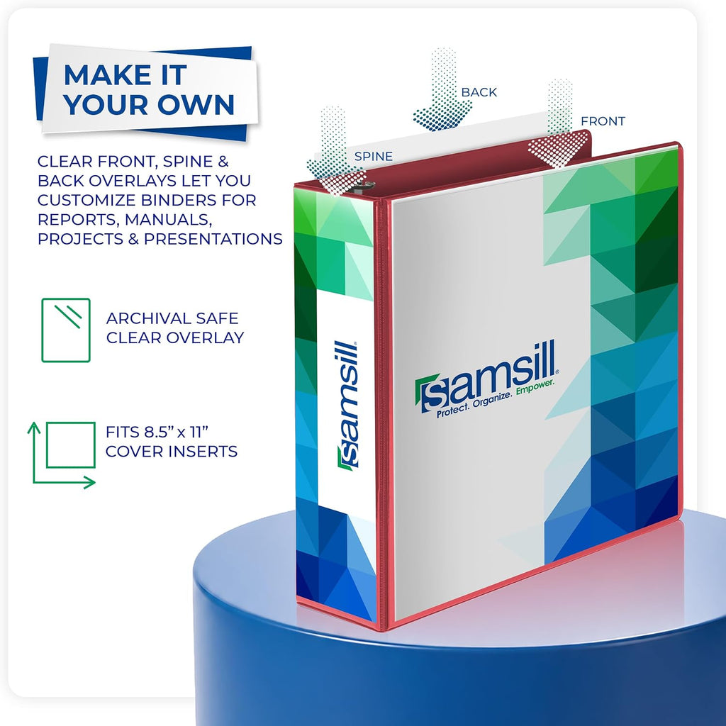 Samsill 3 Inch 3 Ring Binder, Economy Round Ring, Clear View Cover