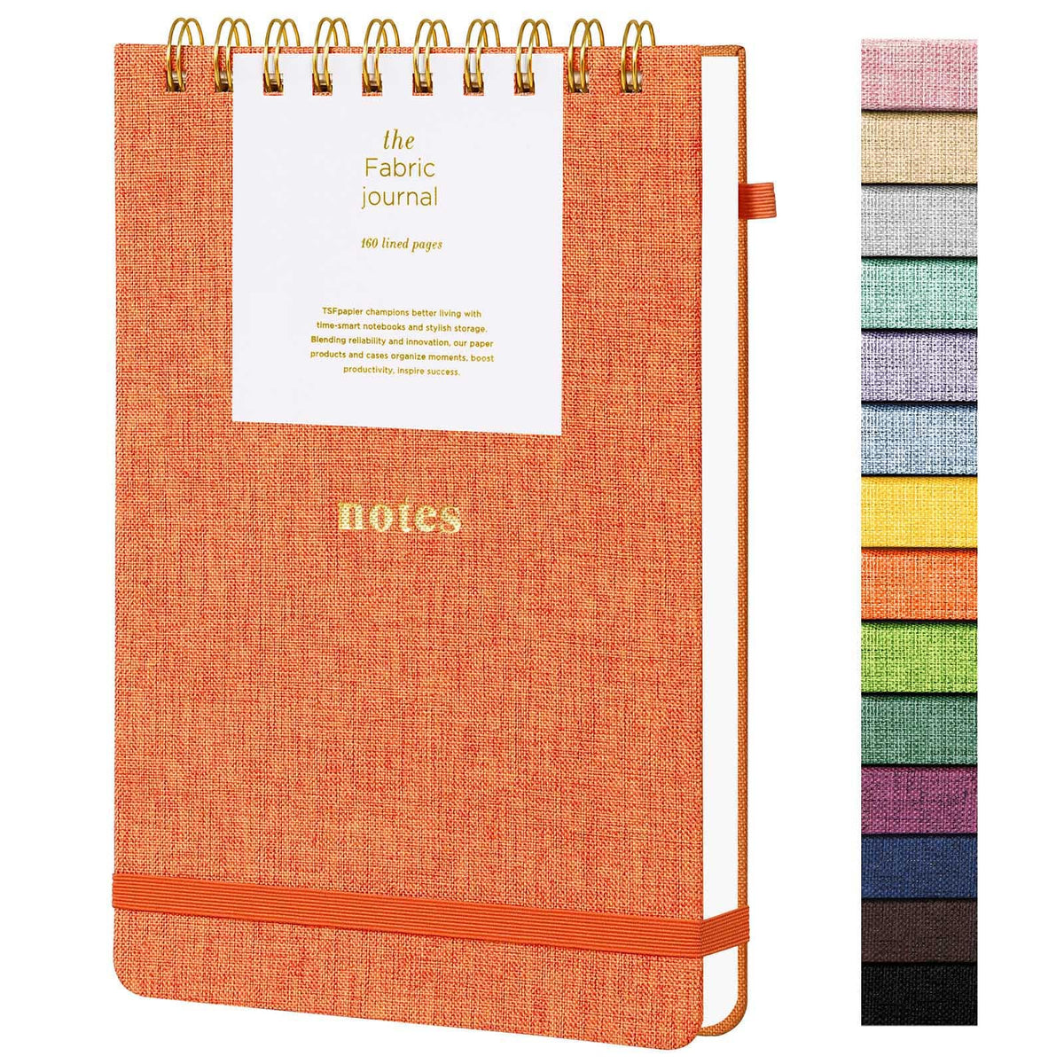 A5 Top Spiral Notebook, Fabric Hardcover College Ruled Journal
