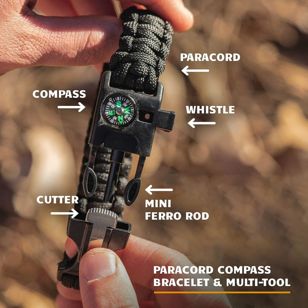 Bushcraft Survival Ferro Rod Fire Starter Kit & Backpacking Multitool | Flint and Steel