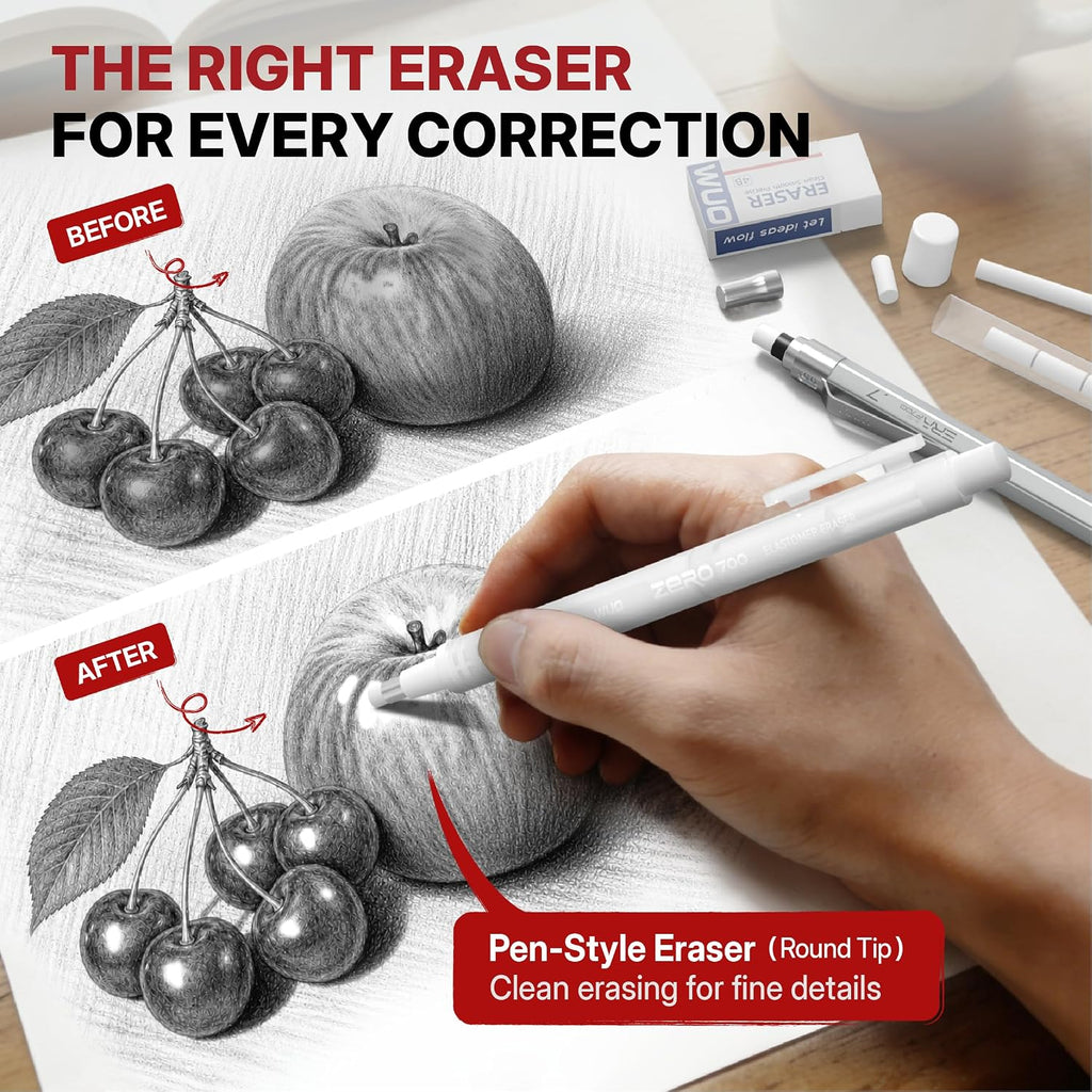 WUO Mechanical Pencil Set, 4 Pack 0.5mm & 0.7mm Metal Drafting Pencils