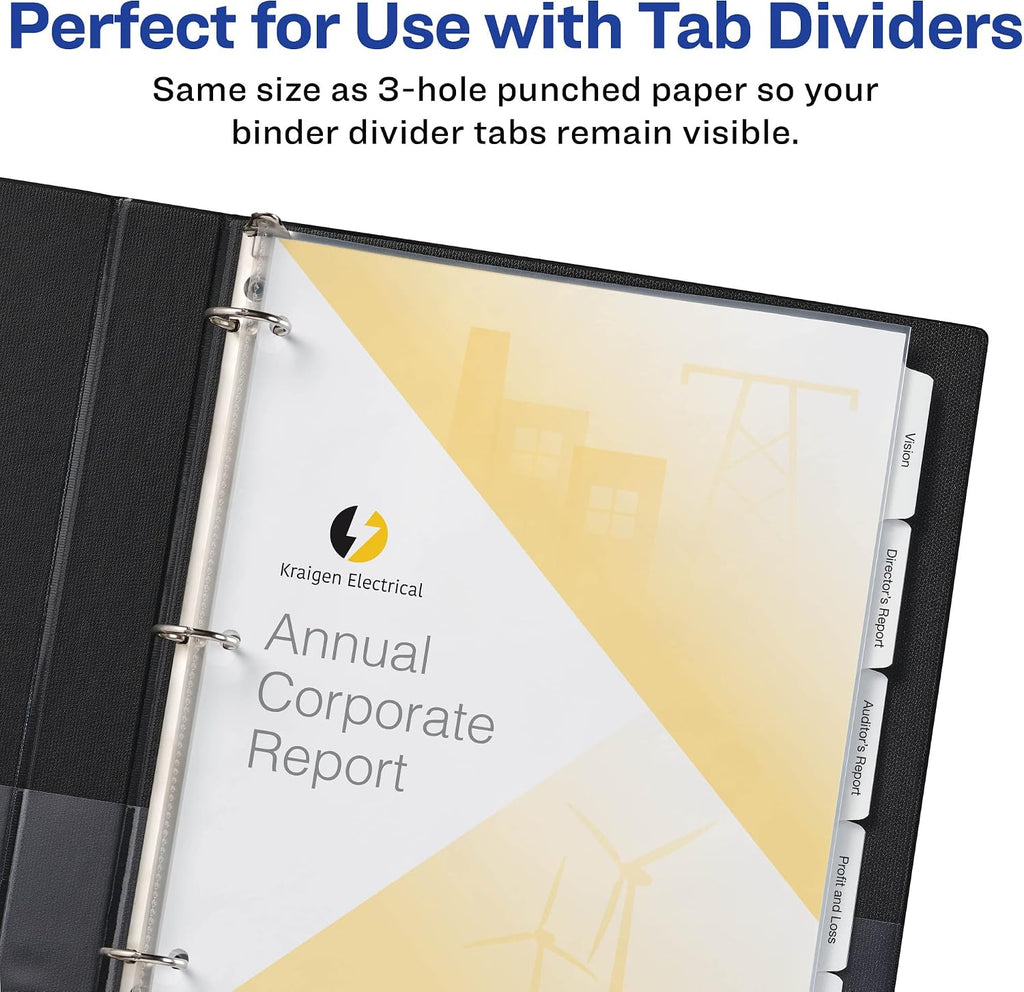 Avery Non-Glare Page-Size Sheet Protectors, Pre-Punched for Use with Tab Dividers