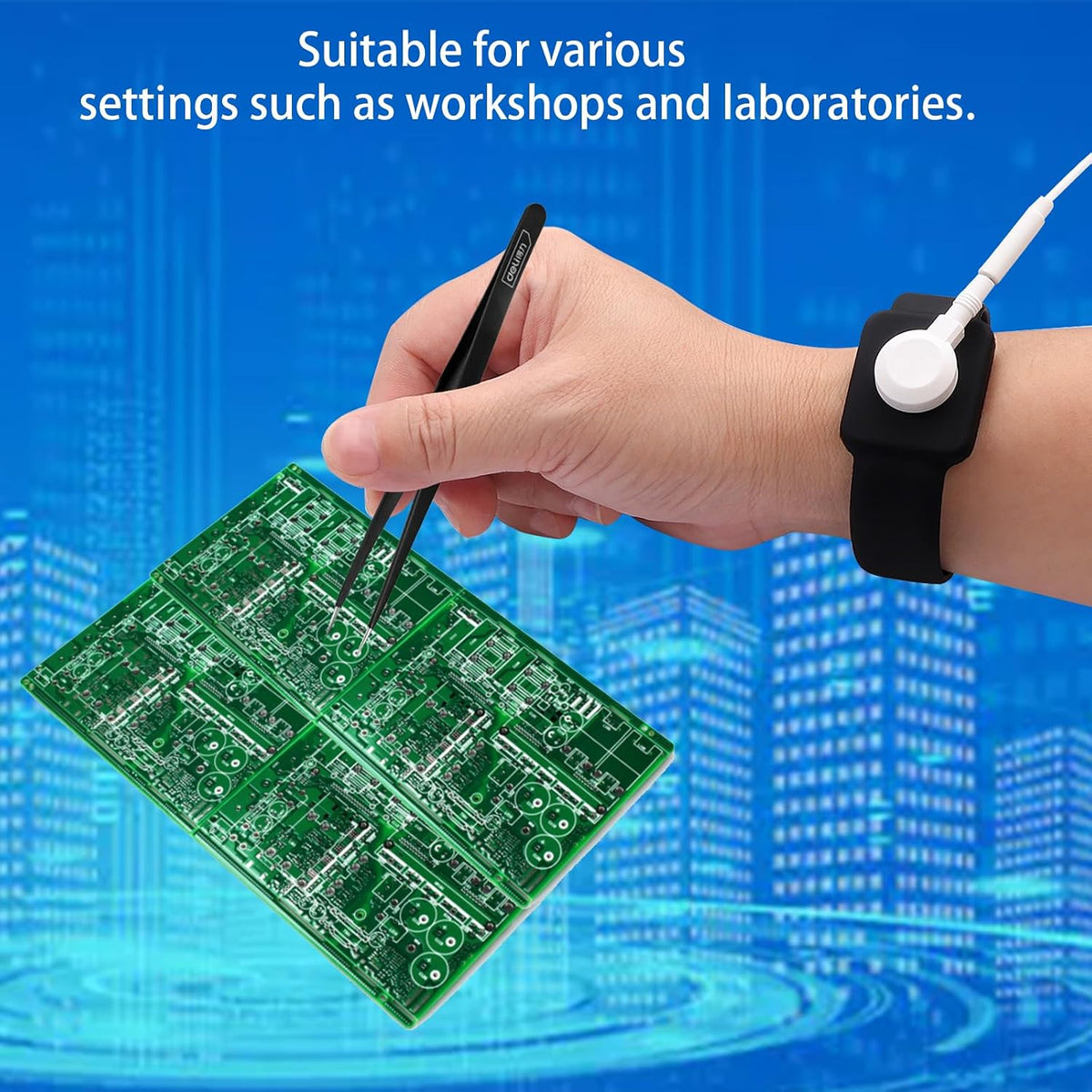 Anti Static Wrist Strap, ESD Grounding Band 9 Inch Adjustable Button Style Conductive