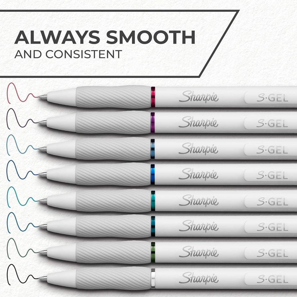 Sharpie S-Gel Pens, Fashion Barrel Gel Pens, Pearl White Body, Medium Point (0.7mm)