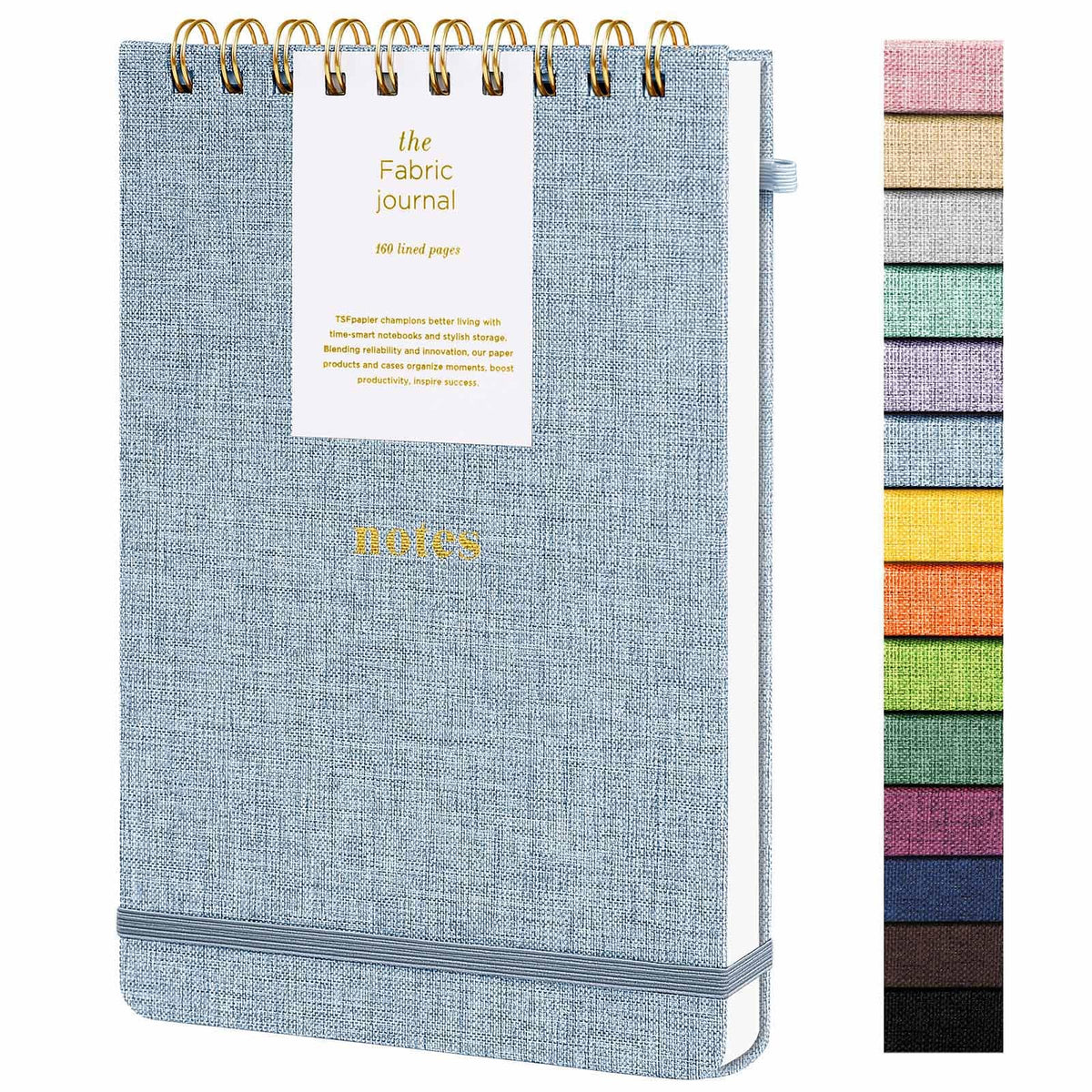 A5 Top Spiral Notebook, Fabric Hardcover College Ruled Journal