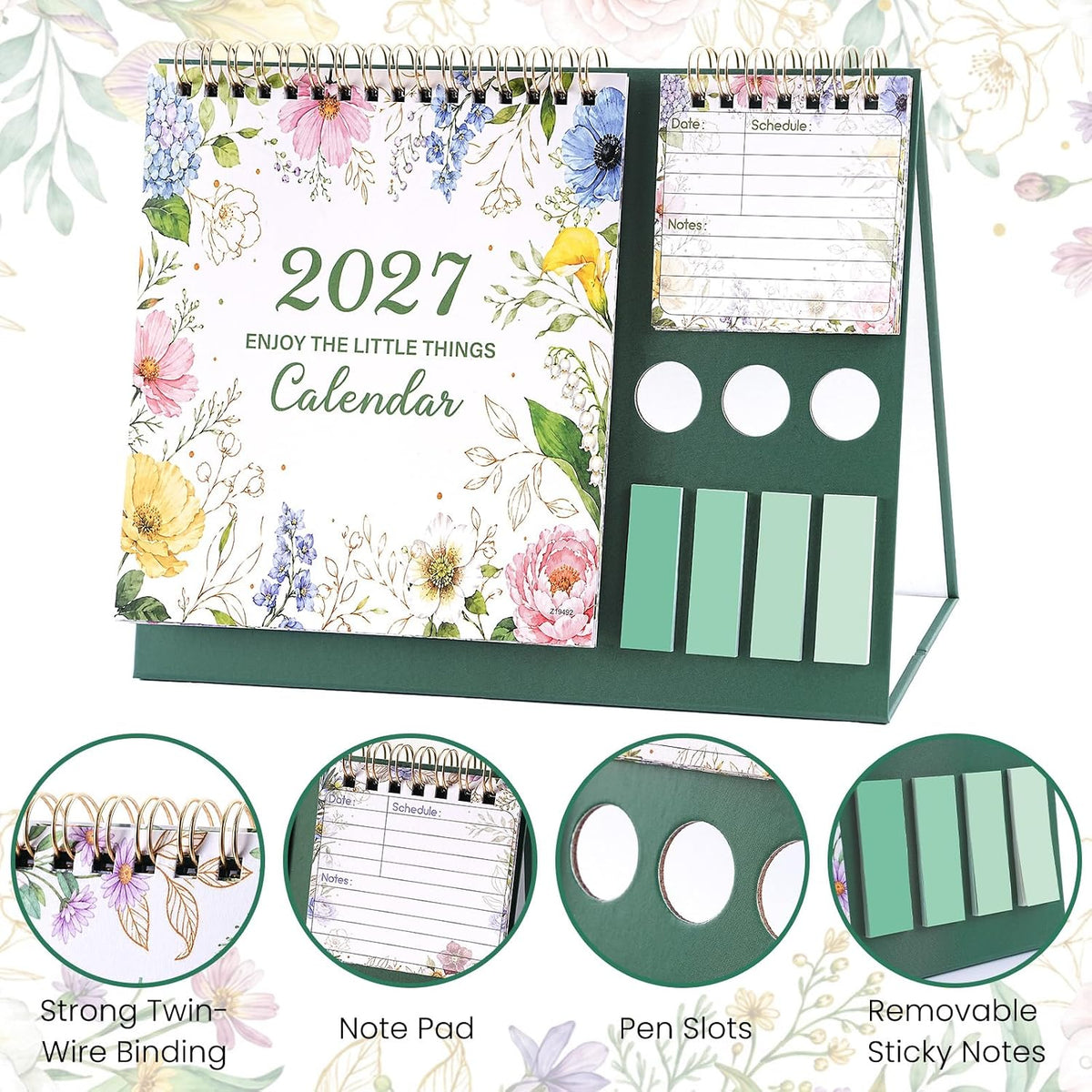 2027 Desk Calendar - All-in-1 Organizer, Standing Flip Desktop Calendar
