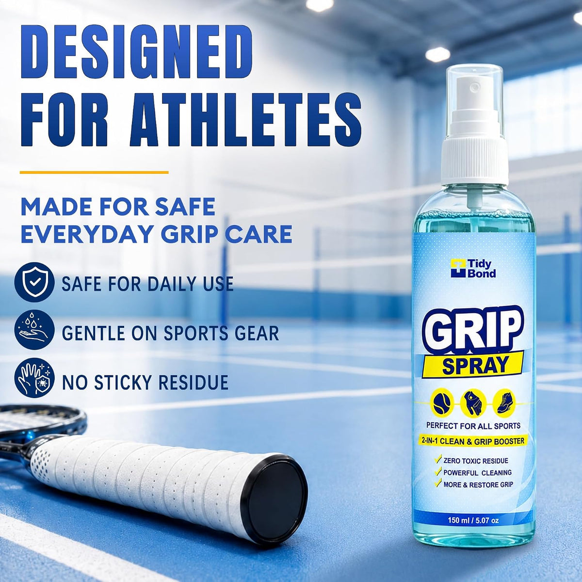 2-in-1 Grip Cleaner & Restorer, Multi-Sport Spray for Golf Club Grips, Basketball Shoes