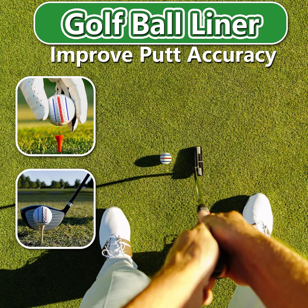 Golf Ball Line Marker Tool, 3 Golf Ball Marker Stencil and 3 Color Golf Ball Line Marker