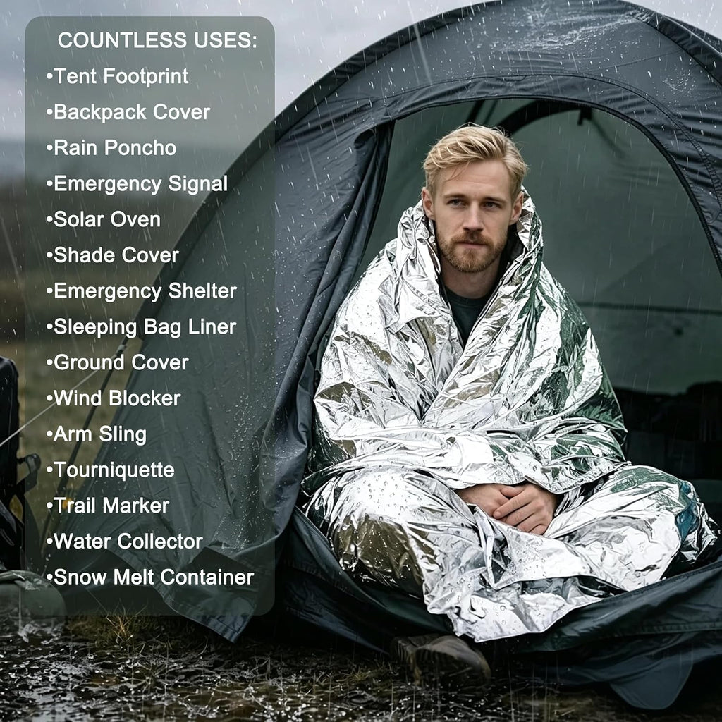 Emergency Blanket,Emergency Foil Blanket– 83" x 63" (210 x 160 cm) Survival Reflective
