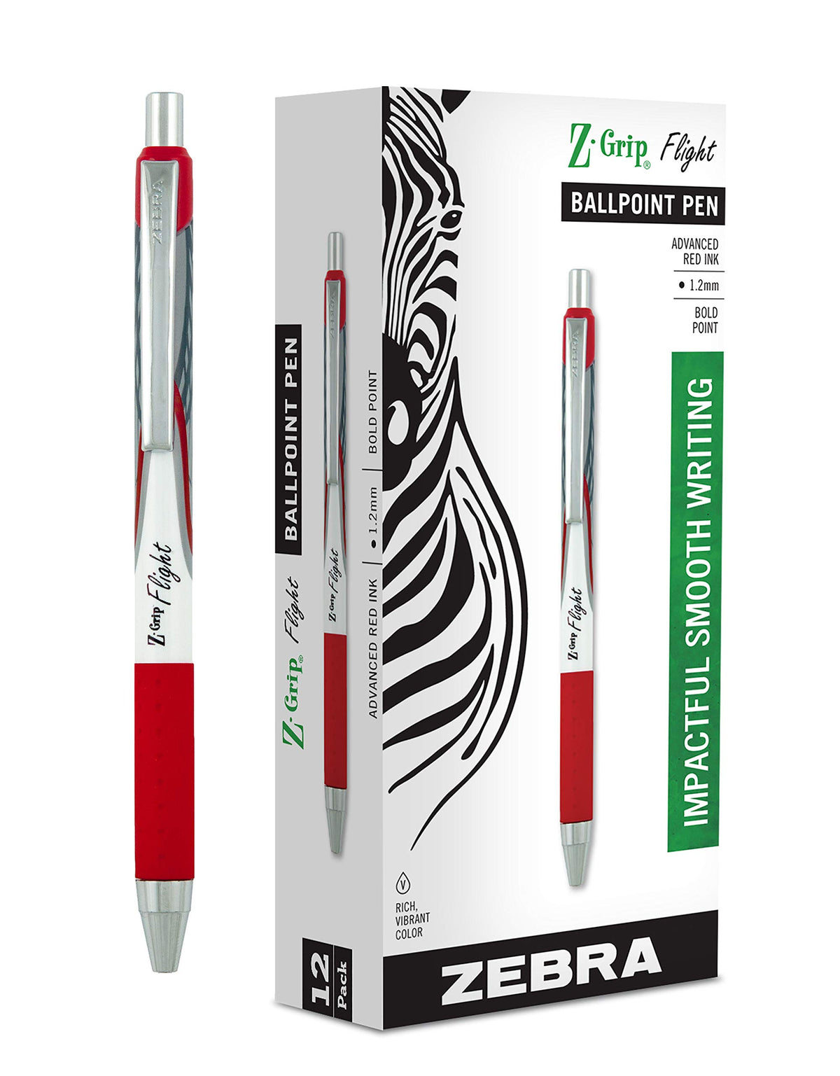 Zebra Pen Z-Grip Flight Retractable Ballpoint Pen, Blue Ink, 1.2mm, 12-Pack