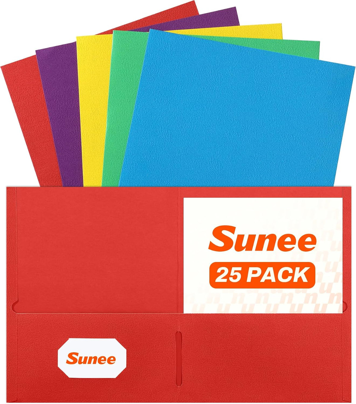 SUNEE Folders with Pockets(25 Pack, Assorted Colors)
