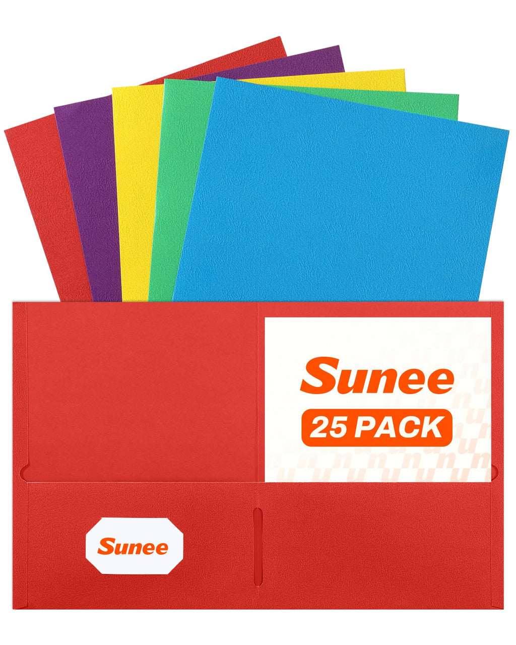 SUNEE Folders with Pockets(25 Pack, Assorted Colors)