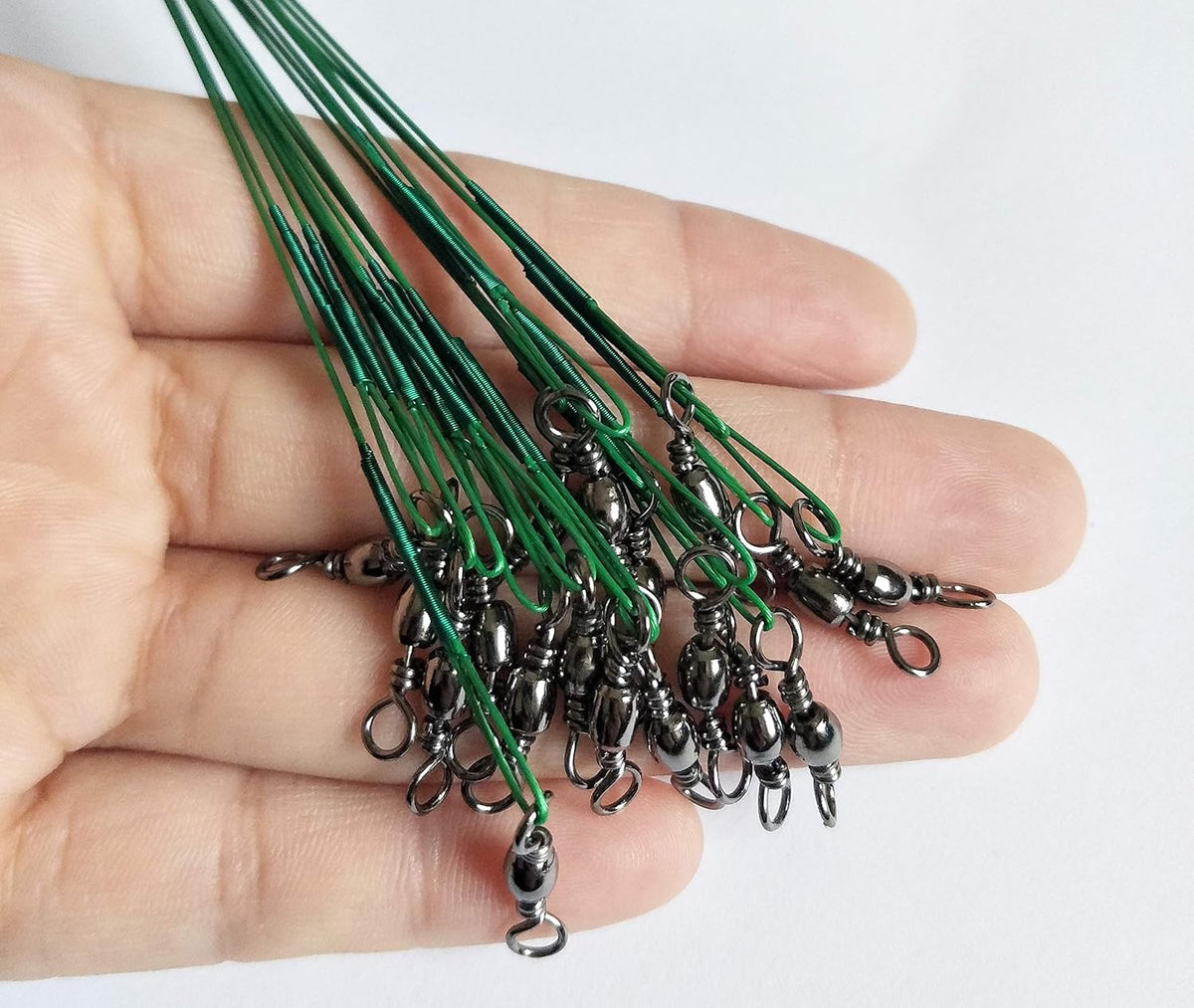 60pcs Fishing Wire Leaders Nylon-Coated Fishing Line Wire Leaders with Swivels and Snaps