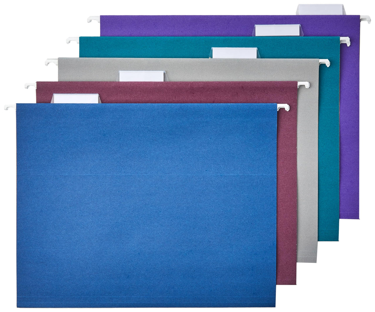 Amazon Basics Hanging File Folders with Adjustable Tabs for Document Organization