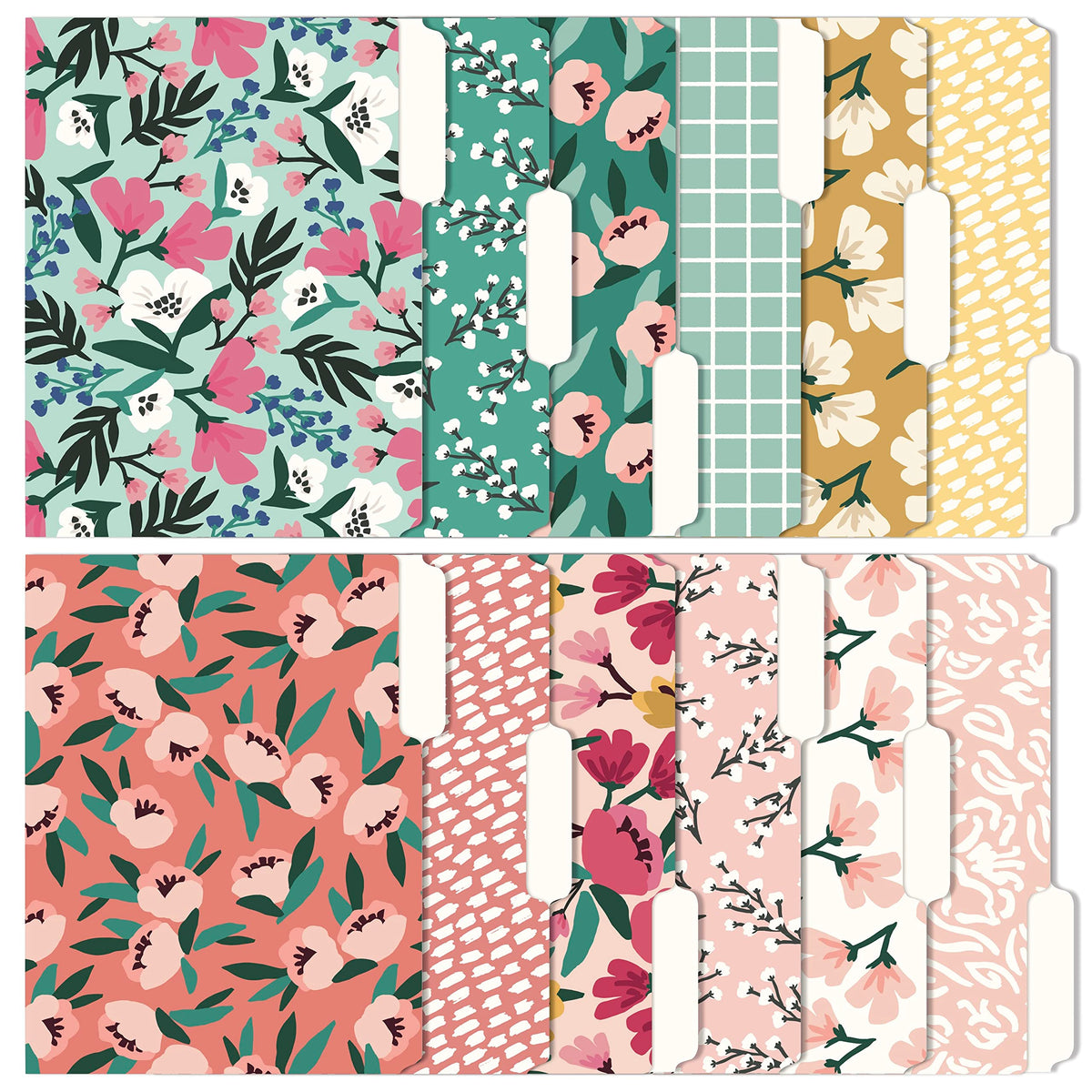Cute Decorative File Folders, 12 Pack 3-Tab Letter Size, Boho Manila