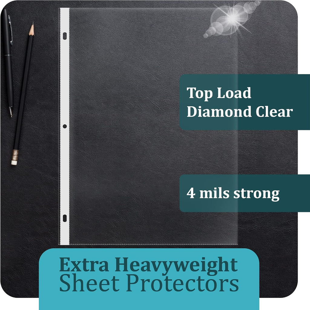 GOLD SEAL Page Protectors, 100 Pack Diamond Clear 4 Mil Heavyweight Page Protectors for 3