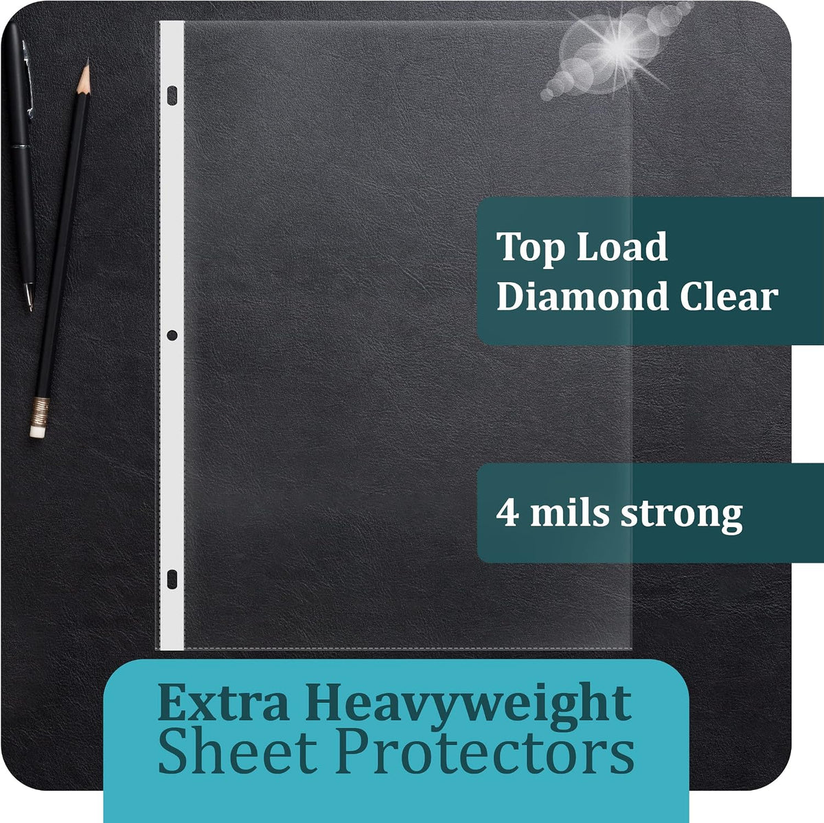 GOLD SEAL Page Protectors, 100 Pack Diamond Clear 4 Mil Heavyweight Page Protectors for 3