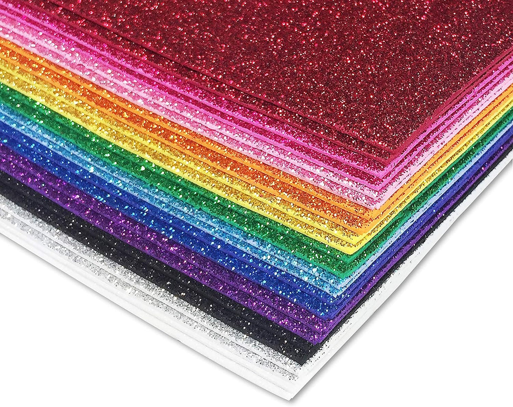 Better Office Products 36 Pack Glitter Foam Sheets, 9 x 12 Inch, Assorted 12 Colors