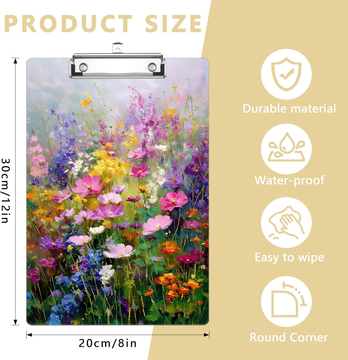 Floral Plastic Clipboards,Decorative Plastic Acrylic Clipboard for Teacher Social Worker