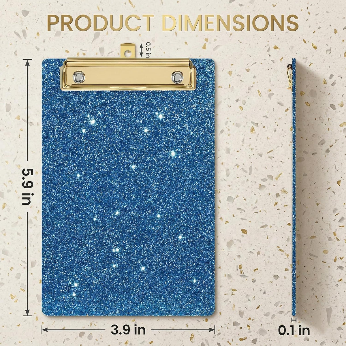 6 Pcs Mini Glitter Clipboard 4 x 6 Inches, Bling Small Acrylic Clipboards Set