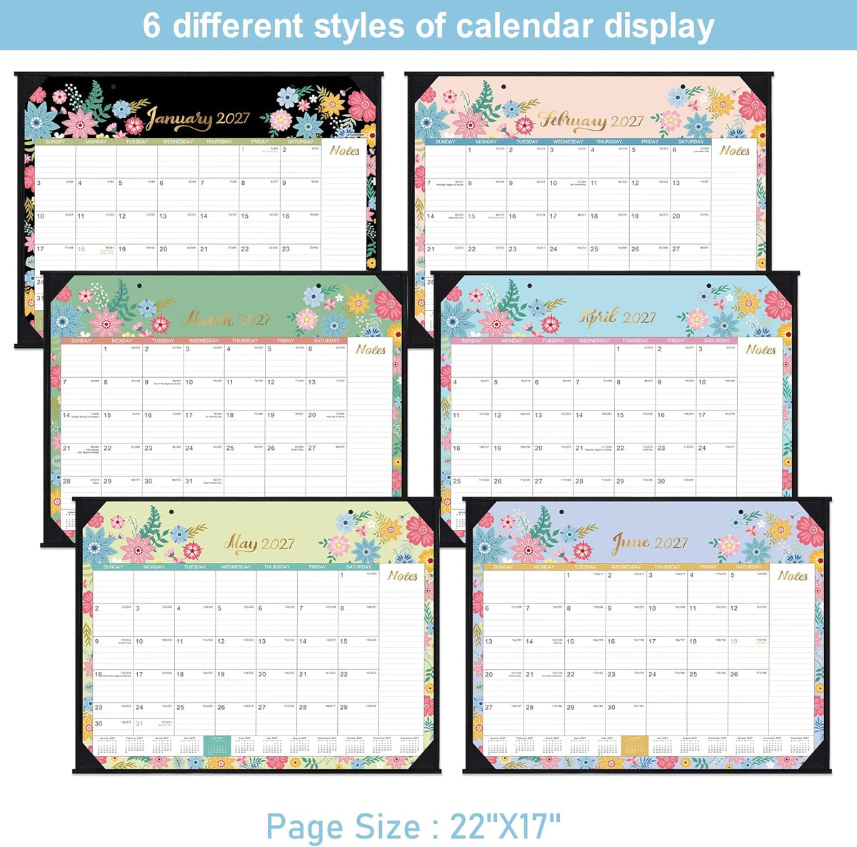 2027 Calendar - 2027 Desk Calendar, 22" x 17", Jan. 2027 - Dec. 2027