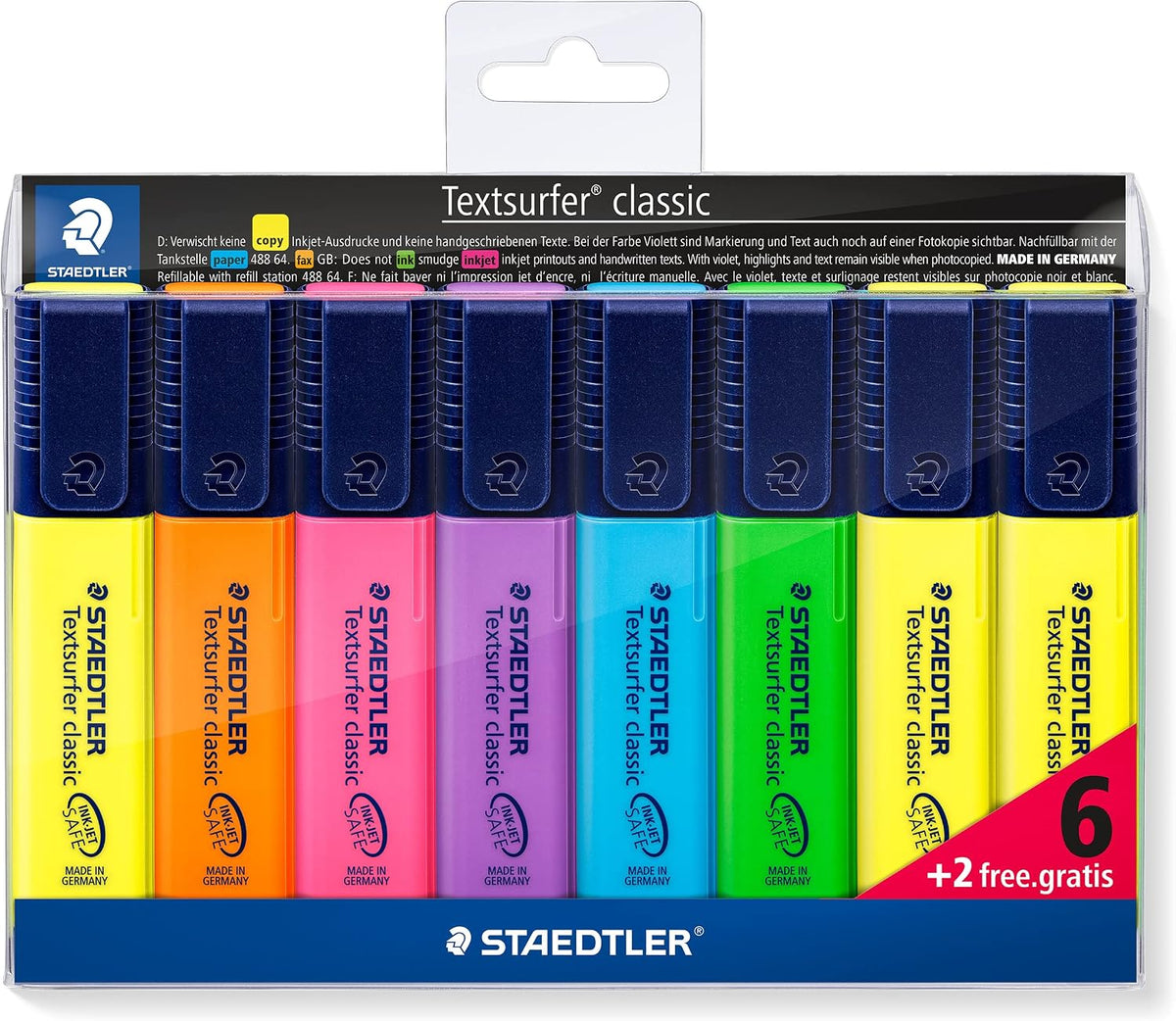 STAEDTLER 364 A WP8 Textsurfer Classic Highlighter Bonus Pack - Assorted Colours (Pack of