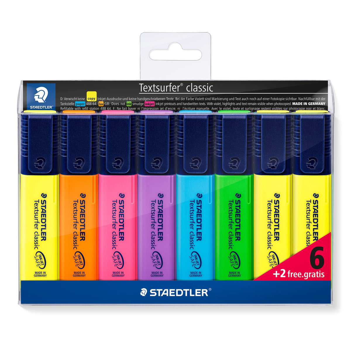 STAEDTLER 364 A WP8 Textsurfer Classic Highlighter Bonus Pack - Assorted Colours (Pack of
