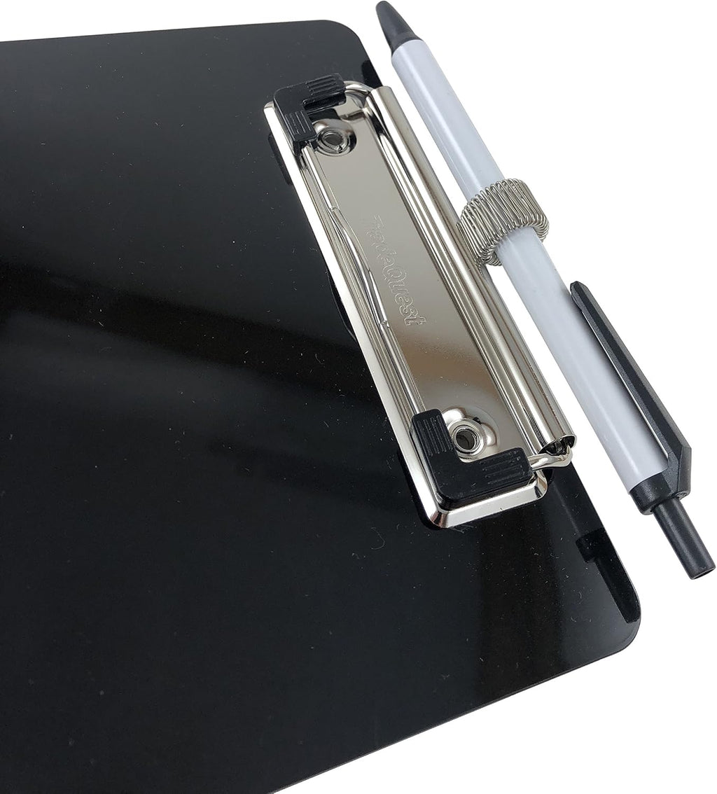 Trade Quest Black 6'' x 9'' Clipboards Pen Holder Pen Included (6-Pack)