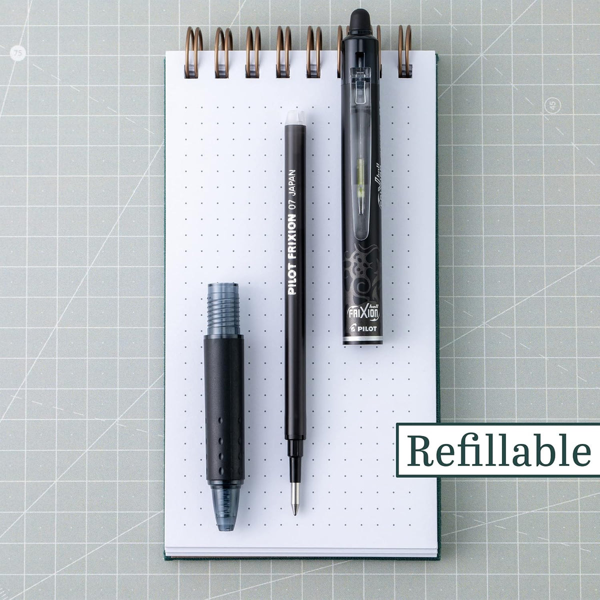 Pilot FriXion Ball Gel Ink Refills for Erasable Pens, 0.7mm, Black 12-Pack