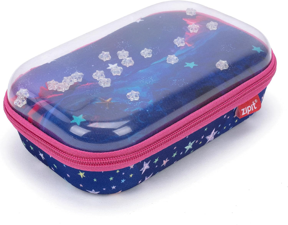 ZIPIT Clear Top Pencil Case for Girls, Durable Pencil Box for School, Stars