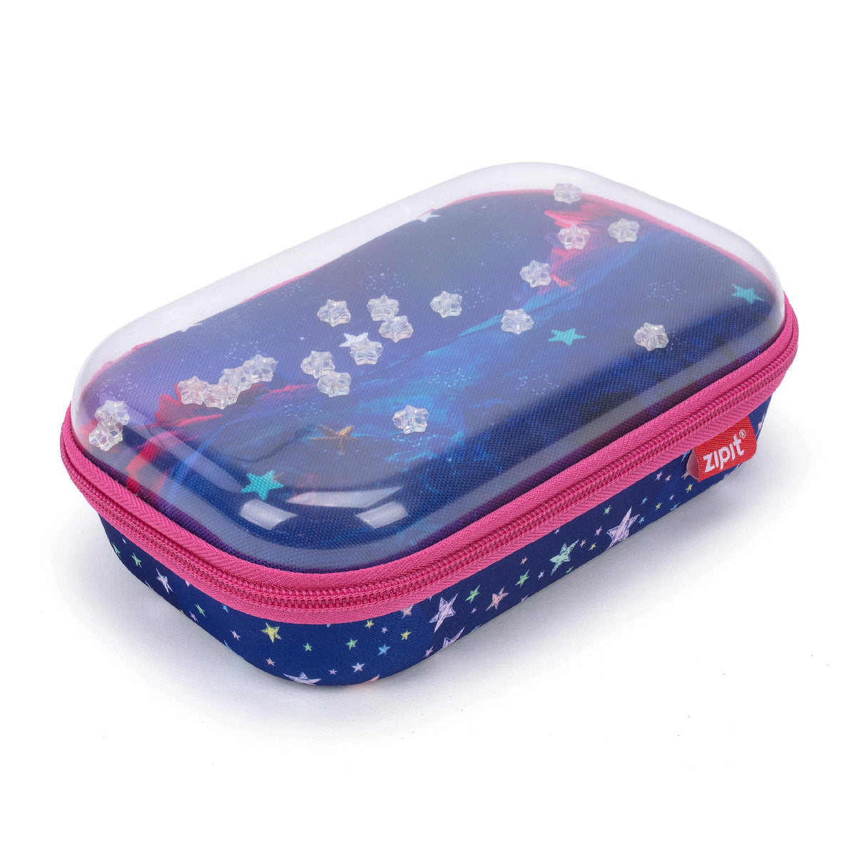 ZIPIT Clear Top Pencil Case for Girls, Durable Pencil Box for School, Stars