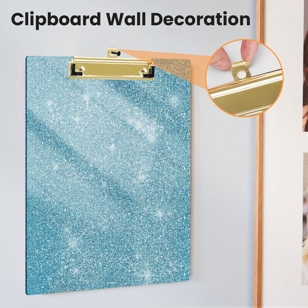 Acrylic Glitter Clipboard, 8.5 x 11 Sparkly Clip Board, Blue