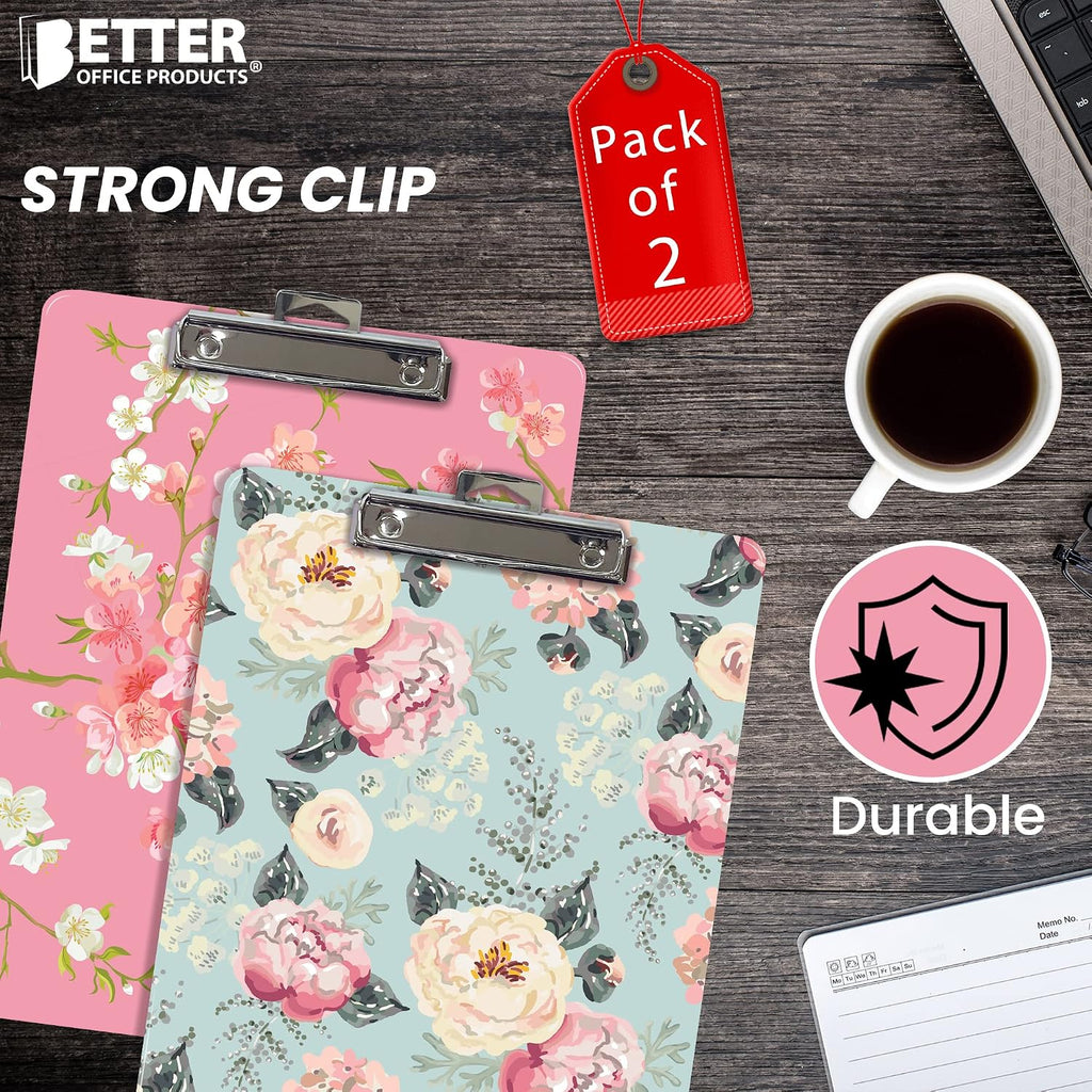 Better Office Products Fashion Clipboard (2 Pack), A4 Letter Size, 12.5" x 9"