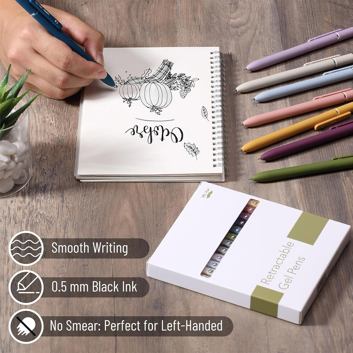 Mr. Pen- Retractable Gel Pens, 12 Pack, Morandi and Vintage Barrels