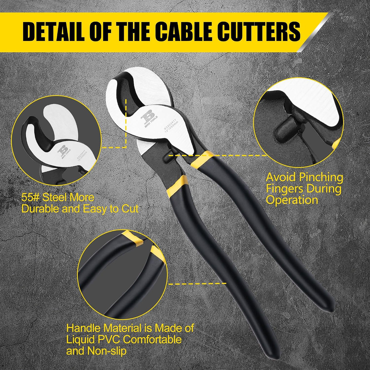 10 Inches Cable Cutter, Heavy Duty Cable Cutting, High Leverage Cutter for Aluminum