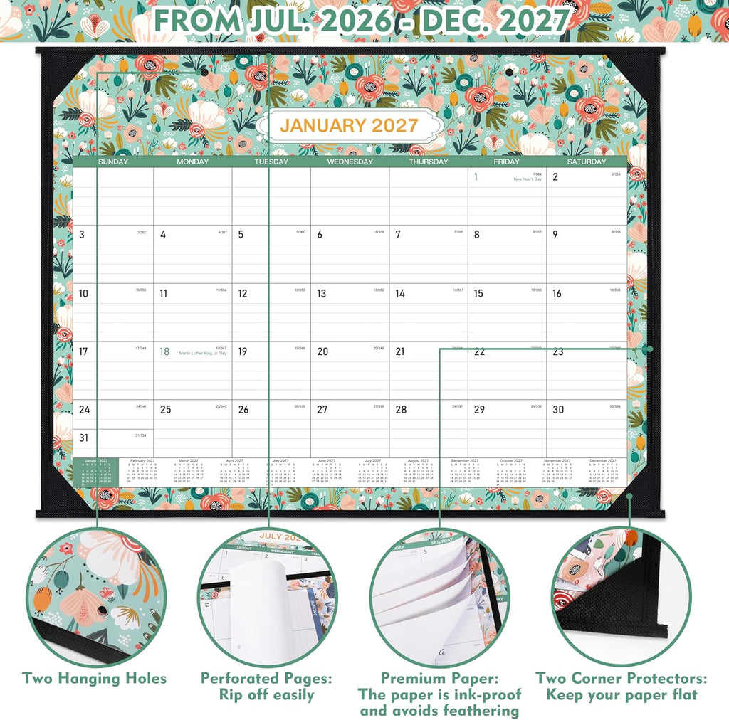 Large Desk Calendar 2027 from Jul. 2026 to Dec. 2027, 22'' x 17''