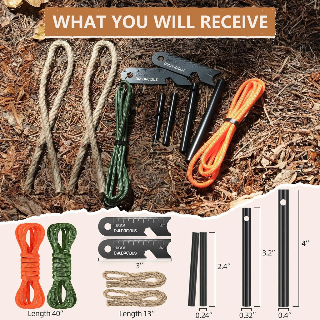 Emergency Whistle & Fire Starter Kit - 6 Aluminum Whistles & 4 Ferro Rods (4", 3.2"