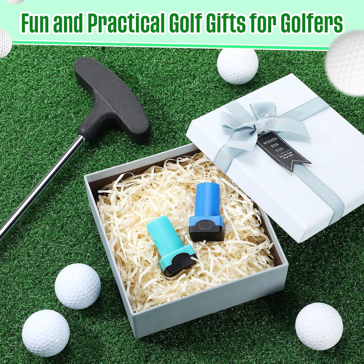 Gersoniel 2 Pack Golf Ball Stamp Self-Inking Golf Ball Stamp Markers Reusable Golf Ball